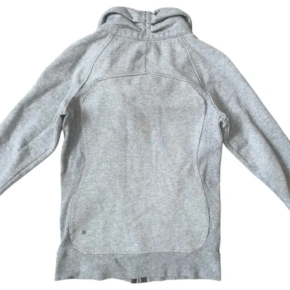Lululemon Cozy Cuddle Up Asymmetrical Zipper Collared Sweatshirt Light Gray 4 - Picture 6 of 10